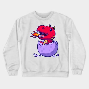 Cute Baby Dragon In Egg Cartoon Crewneck Sweatshirt